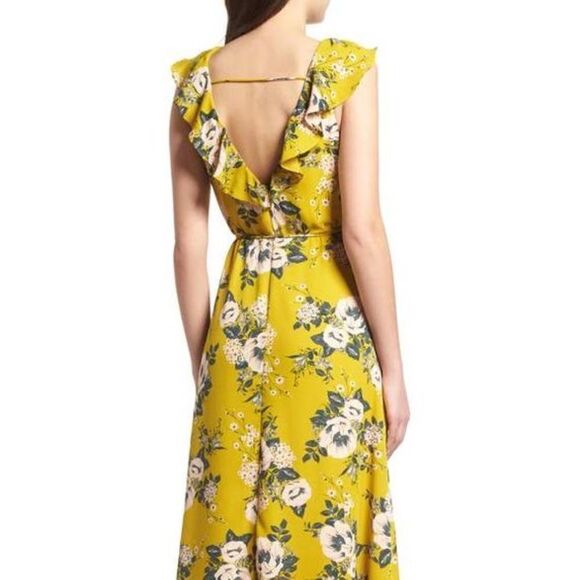 June & Hudson  Yellow Floral Midi Ruffle Wrap Summer Dress, Medium - Picture 11 of 12